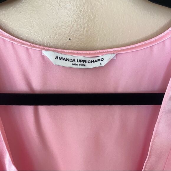 Amanda Uprichard Mathews Flamingo dress pink feel slip Sz S Revolve Flaw - Picture 11 of 14